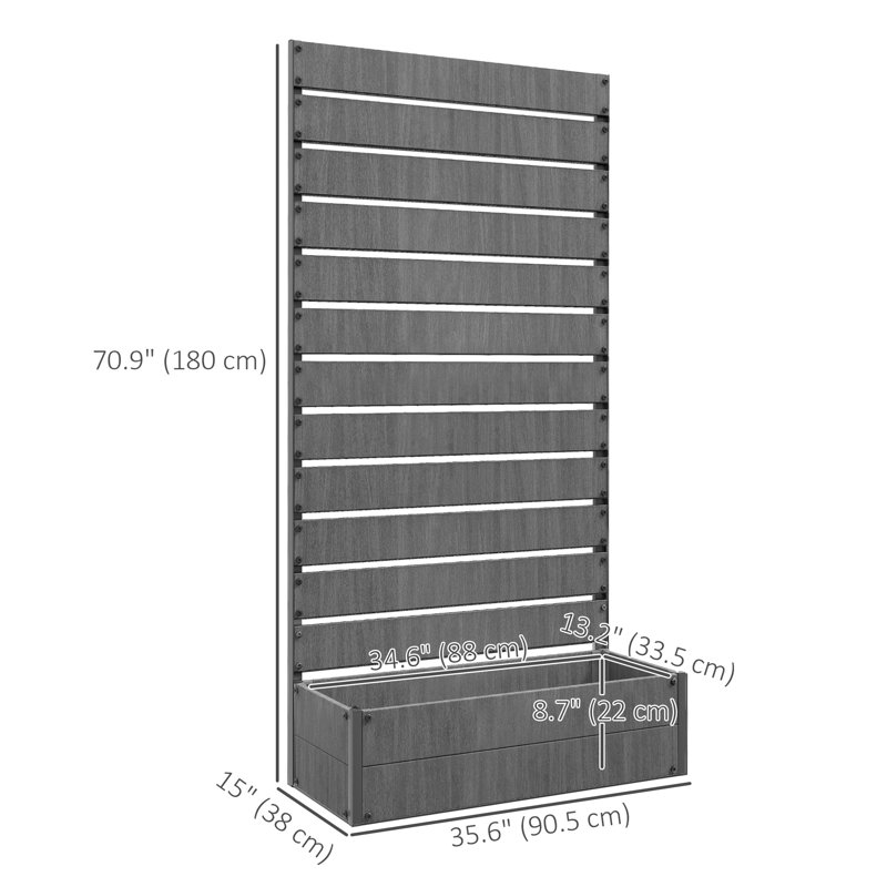 Padegs Raised Garden Bed with Trellis for Climbing Plants & Vines, Grey, 70.9" H x 35.6" W x 15" D, Dark Gray