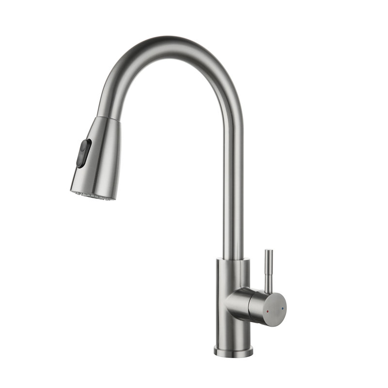 Single Handle Pull Down Sprayer Kitchen Faucet in Brushed Nickel, Brushed Nickel