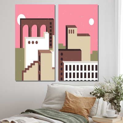 Minimal Abstract Shapes in Retro Colors II - ensemble de 2 impressions