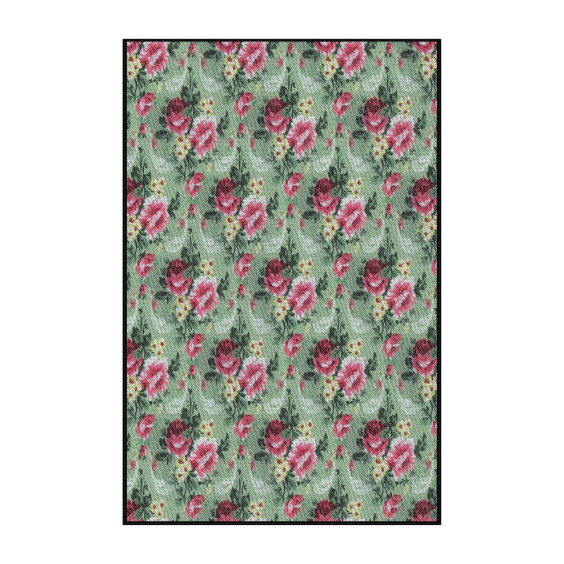 Tapis vert à motif floral Kiah, Rectangle 8 pi x 12 pi