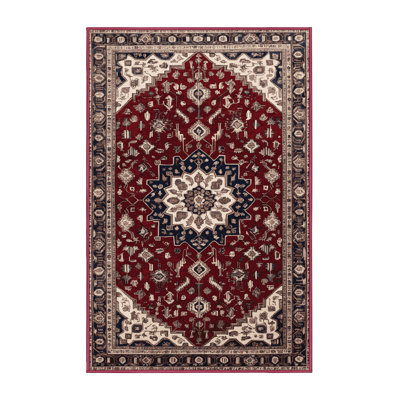 Machine Washable Persian Red Area Rug