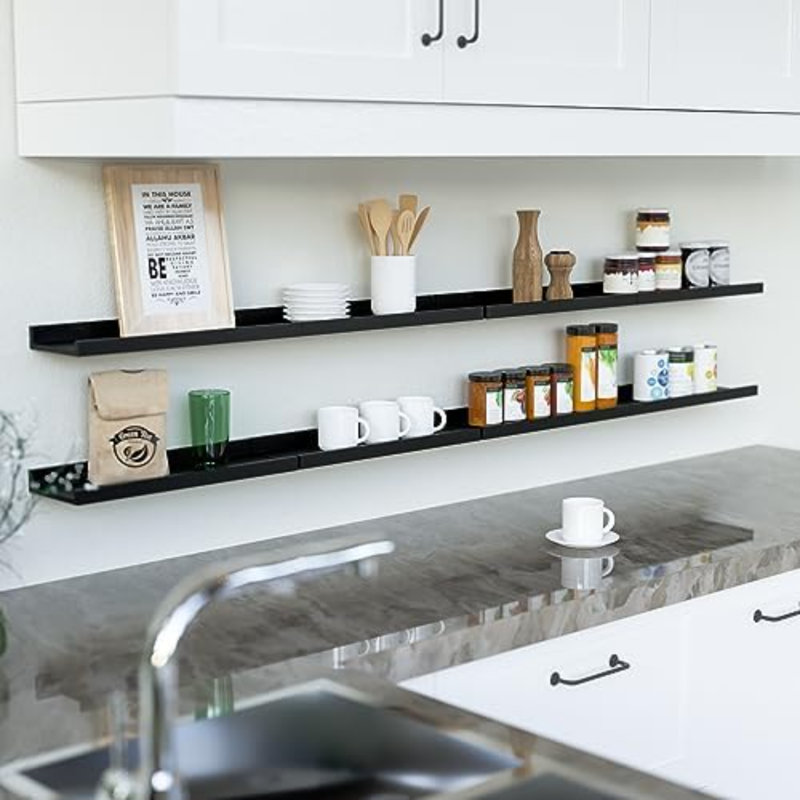 Tablettes flottantes murales, ensemble de 8 pièces avec rebord - étagères pour livres de chambre de bébé, de salle de bain et de cuisine
