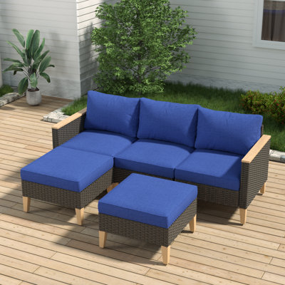 Campeaux 92.71'' Wide Outdoor Reversible Patio Sectional with Cushions -  Ebern Designs, 8893AA2F7AC0447189B3352CC0B10BC7