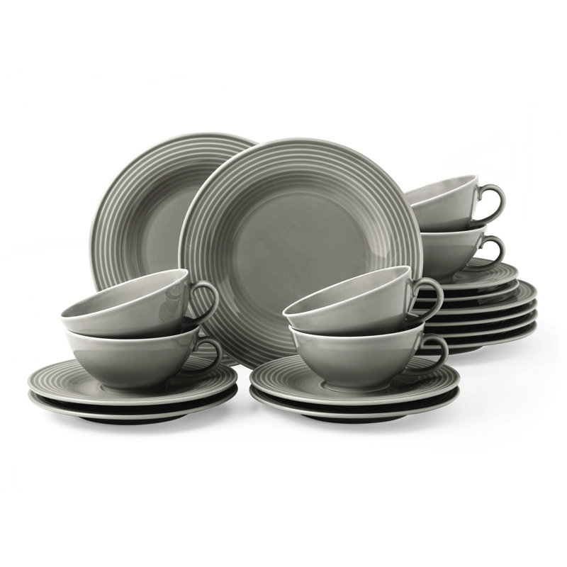 Beat Teacup & Saucer, Pearl Grey