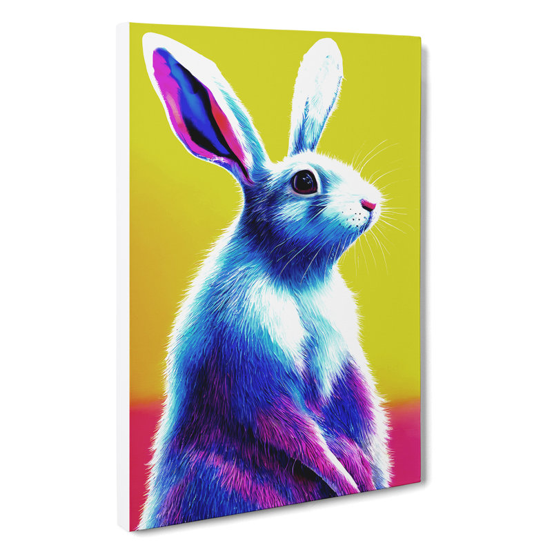 Neon Hare No.2 - Wrapped Canvas, 50cm H x 35cm W x 3cm D