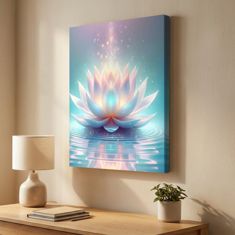 «Ethereal Glowing Lotus Flower Fantasy», impression sur toile tendue