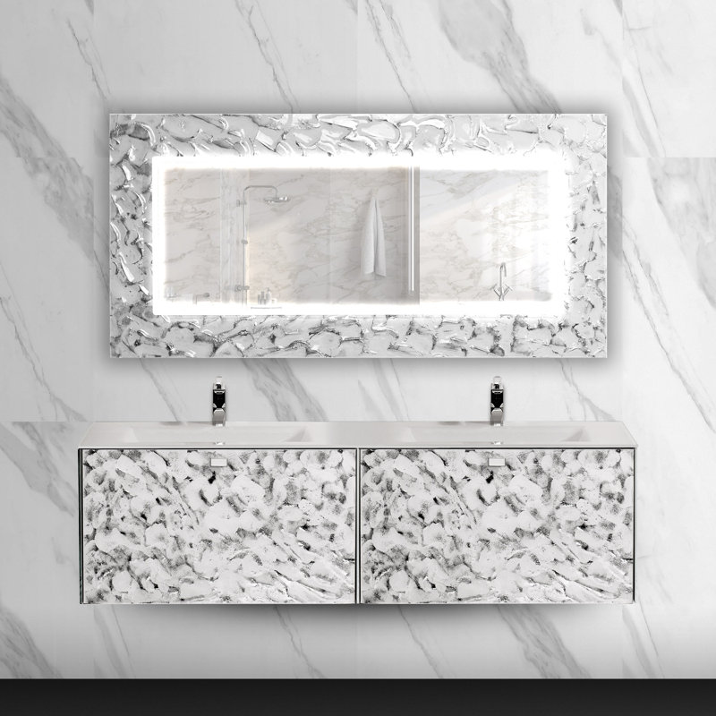 Miroir de salle de bain Armiead, 62,6 po x 31,1 po, Argent