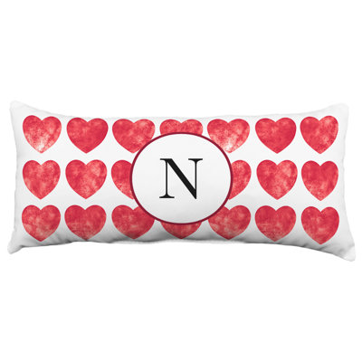 Heart Pattern Monogram Double Sided Pillow Cover & Insert