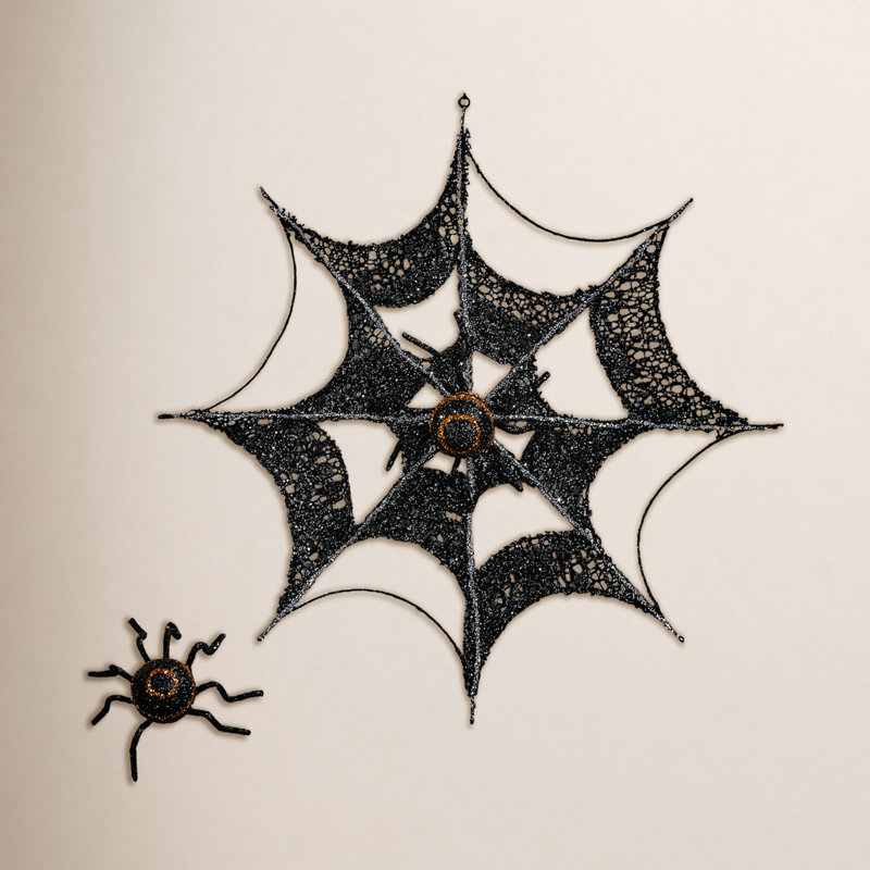 15" Spider Web With Spiders