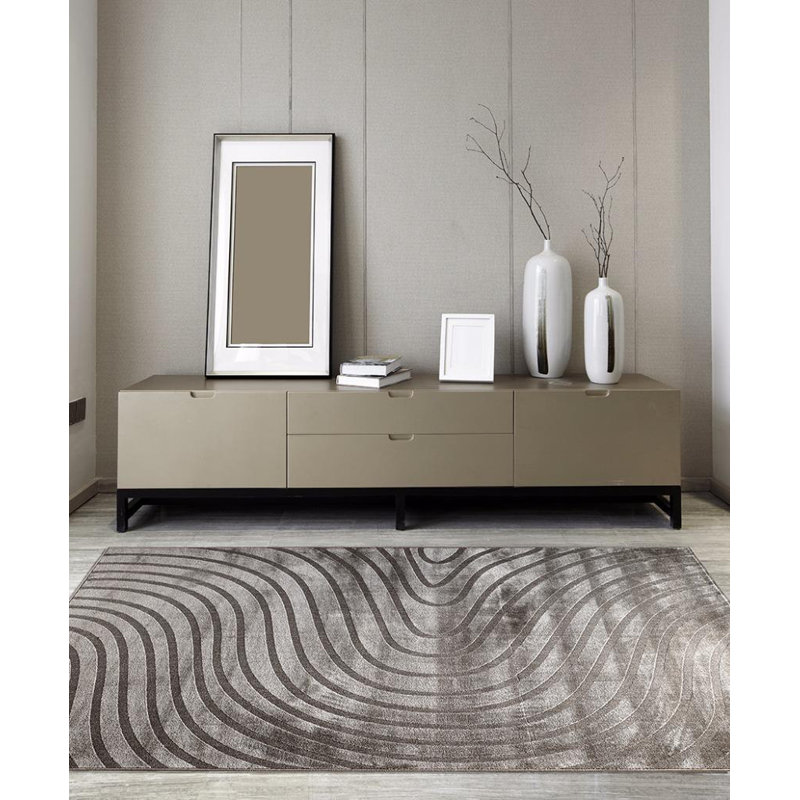Castillo Abstract Beige Indoor Area Rug, Rectangle 6' x 9'
