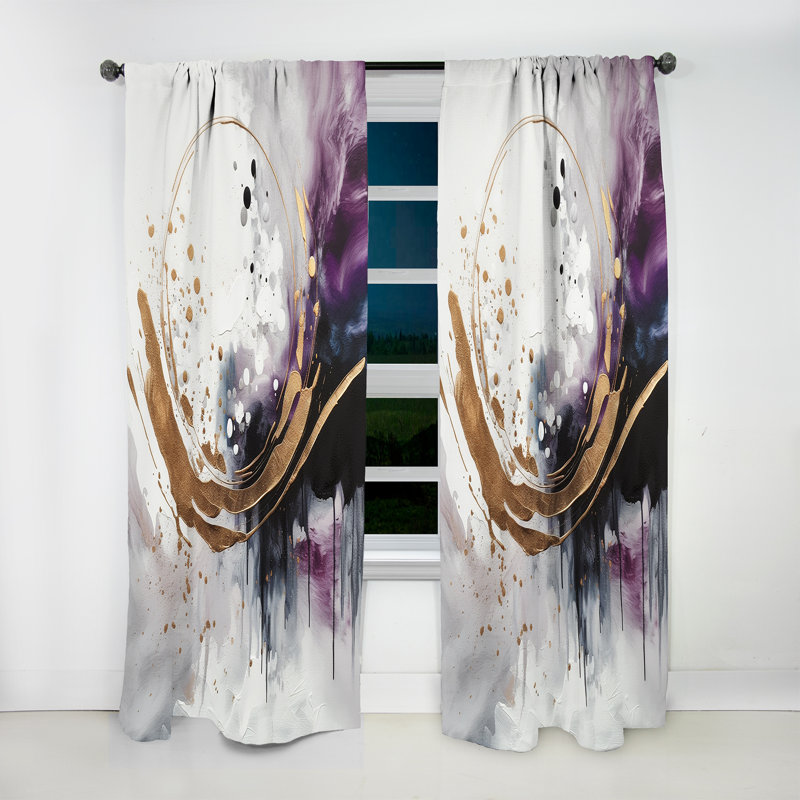 Babington - Circular Design Solid Marble Art II - Abstract Marble Curtain - Velvet Room Darkening - 1 panel, 52" W x 108" L