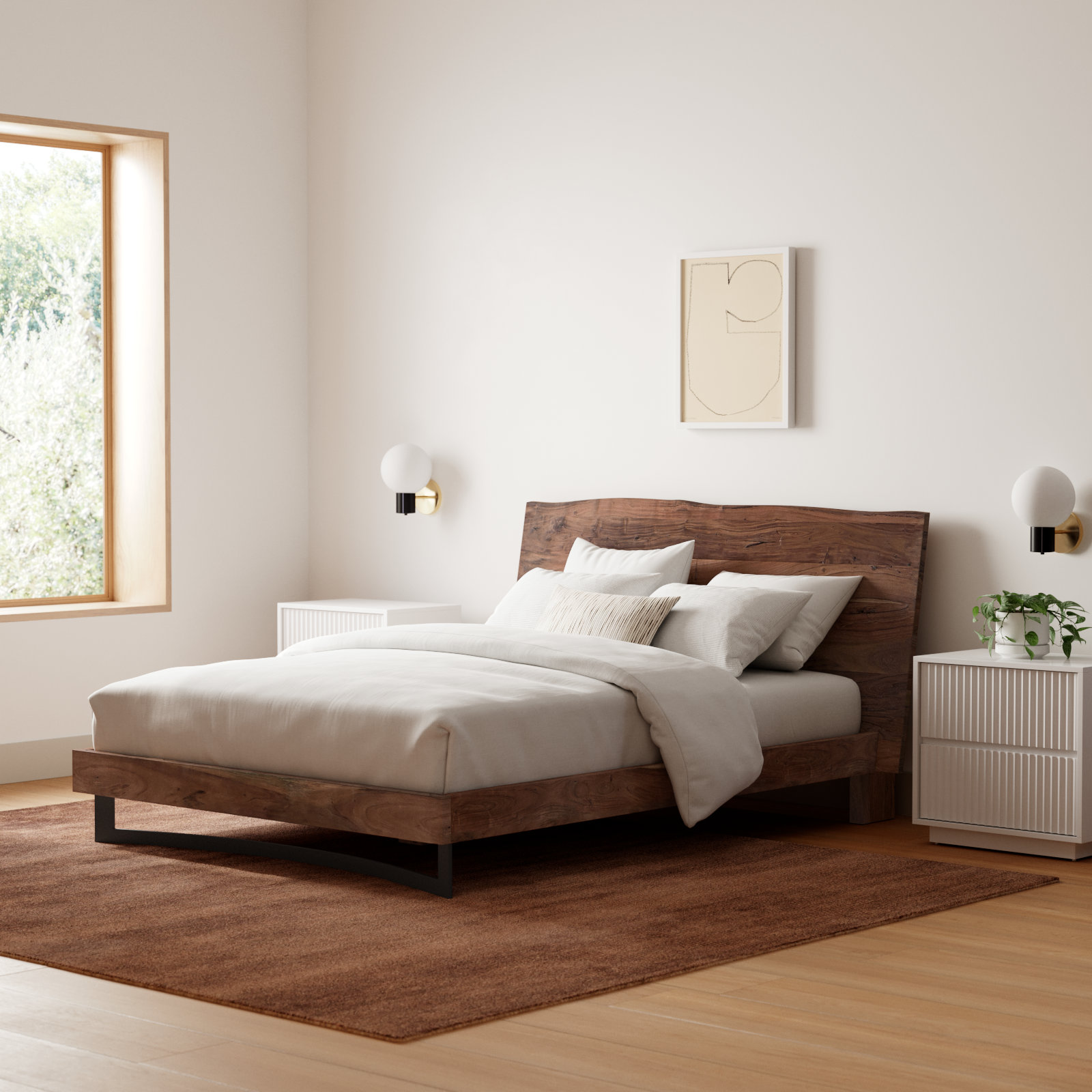 Burnell Solid Wood Bed, Queen