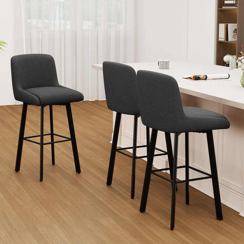 Tabouret de bar pivotant à hauteur de comptoir 30 po pour îlot de cuisine, 3, Black Grey