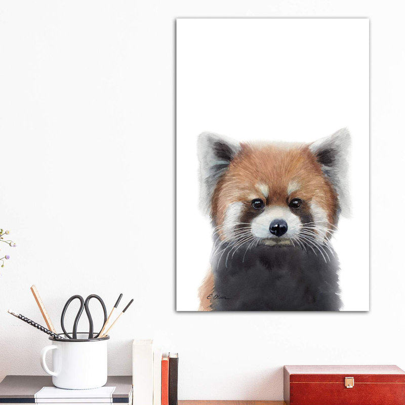 Bébé panda rouge - reproduction d'art, H 40 po x l 26 po x P 1,5 po, Toile tendue, Pas de tapis