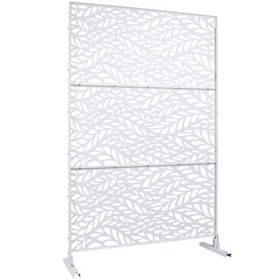 Écran d'intimité extérieur et intérieur en métal H 76 po x l 48 po, écran d'intimité décoratif autoportant pour terrasse de balcon, panneaux de clôture d'intimité pour jardin extérieur PS110 BLANC