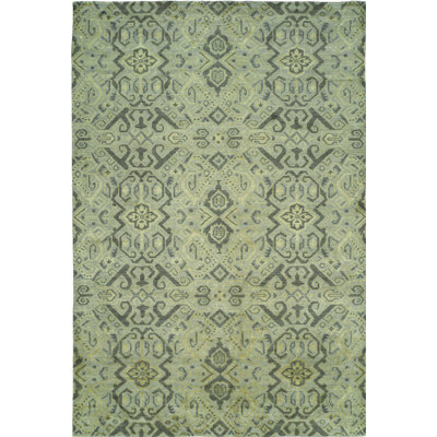 Tapis décoratif vert tissé à la main ikat