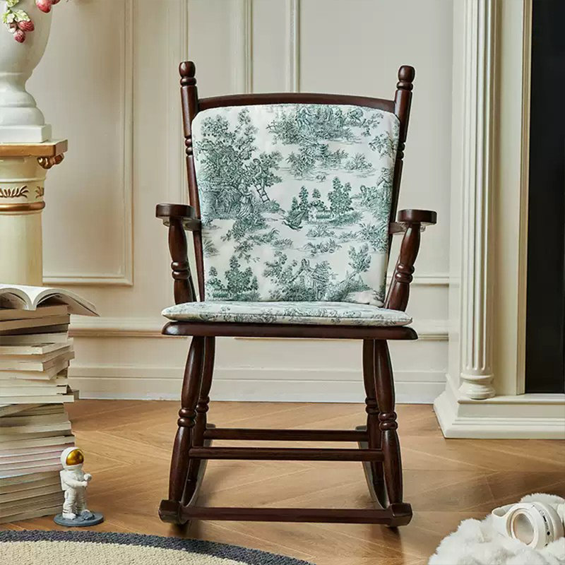 Chaise berçante en bois massif entièrement noyer