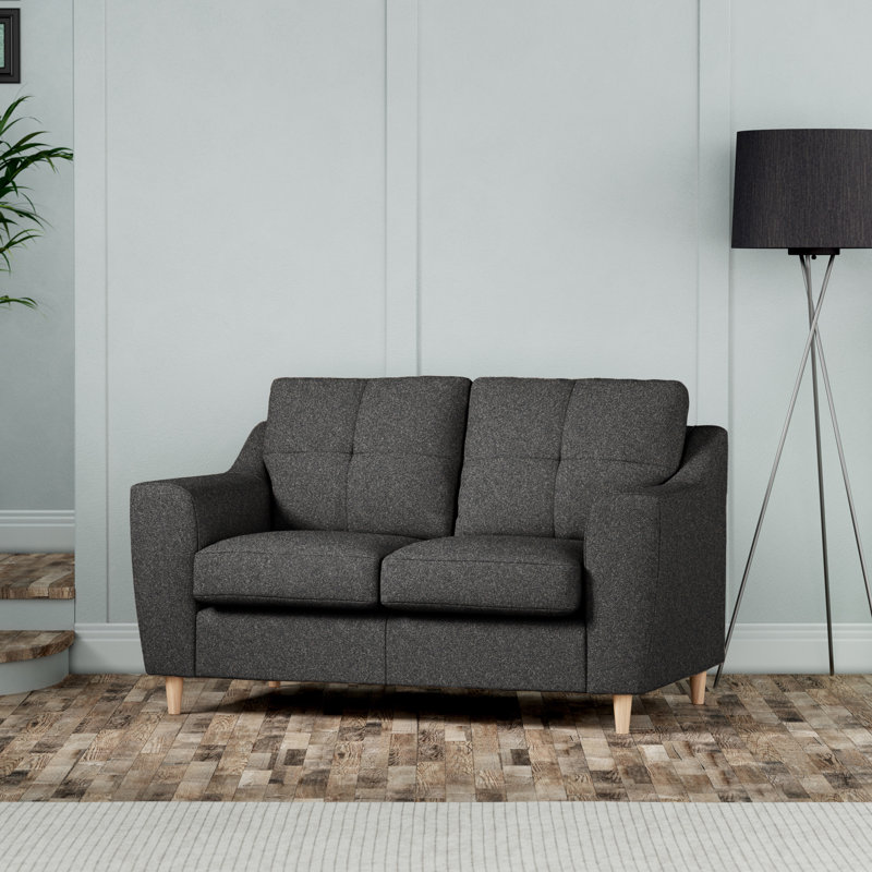 Espitia 2 Seater Polyester Tufted Sofa, Charcoal, 2