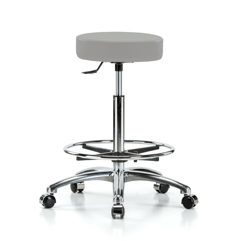Tabouret pivotant à un levier avec anneau de pied PERCH | Hauteur du banc élevé: 24 à 34 po, Vinyl gris