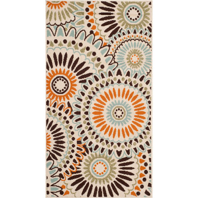Tapis d'intérieur / extérieur floral Jaskarn Performance