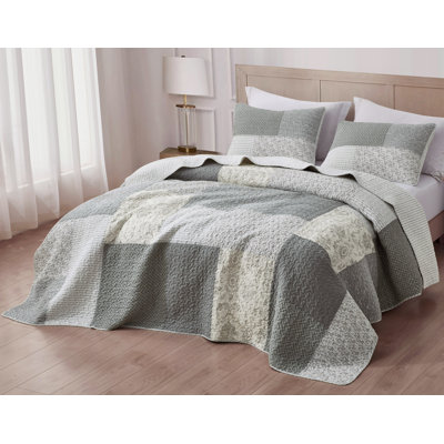 Cooper Floral Plaid Patchwork Cotton Quilt Set