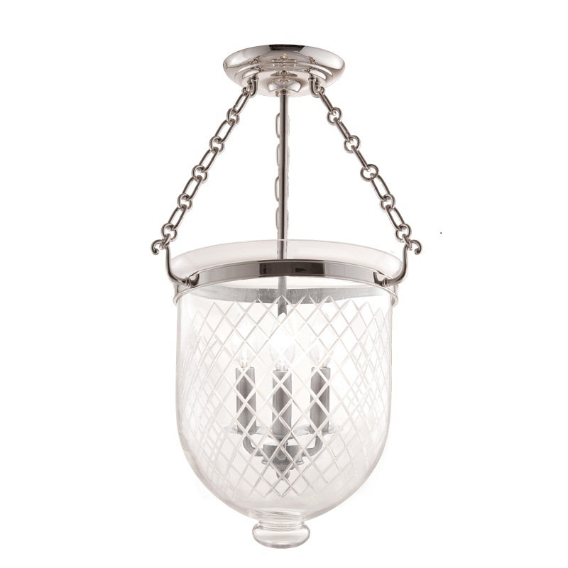 Hampton Flush Mount, Diamond, Polished Nickel