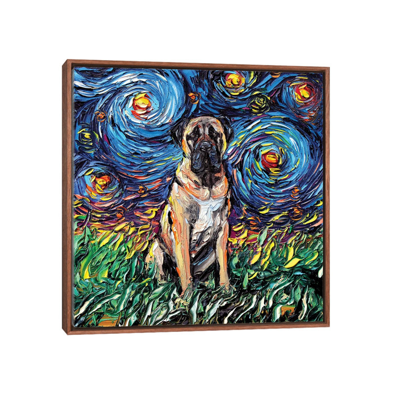« Fawn Mastiff Night » par aja Trèves, reproduction d’art, Pas de tapis, H 37 po x l 37 po x P 1,5 po
