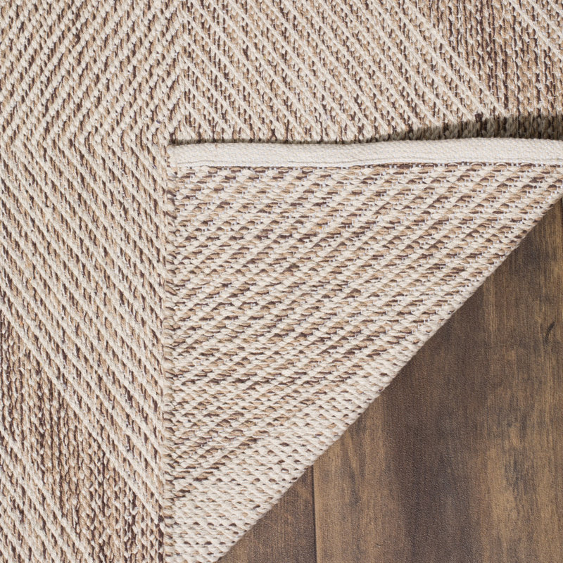 Tapis géométrique beige en coton tissé à plat à la main Abberton, Rectangle 6 pi x 9 pi