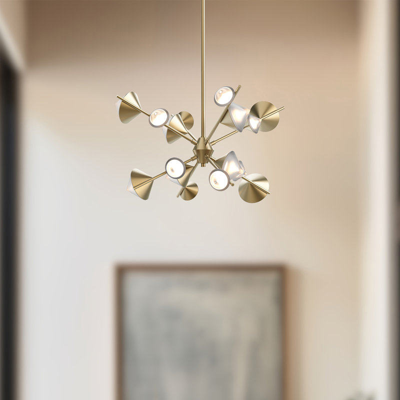 Luxe Gemstone Cluster 25" Brushed Gold LED Sputnik Chandelier