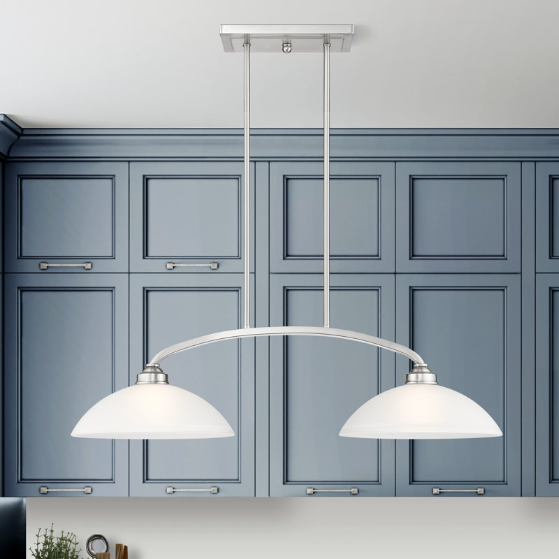 Luminaire suspendu linéaire à 2 lumières pour îlot de cuisine Anola, Nickel brossé