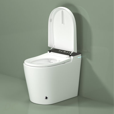 Compact Smart Toilet with Bidet Seat Built-in, Modern Tankless Design with 23.25" Depth, Auto Open Auto Flush, Heated Seat, Instant Warm Air Dryer for Small Bathrooms, White