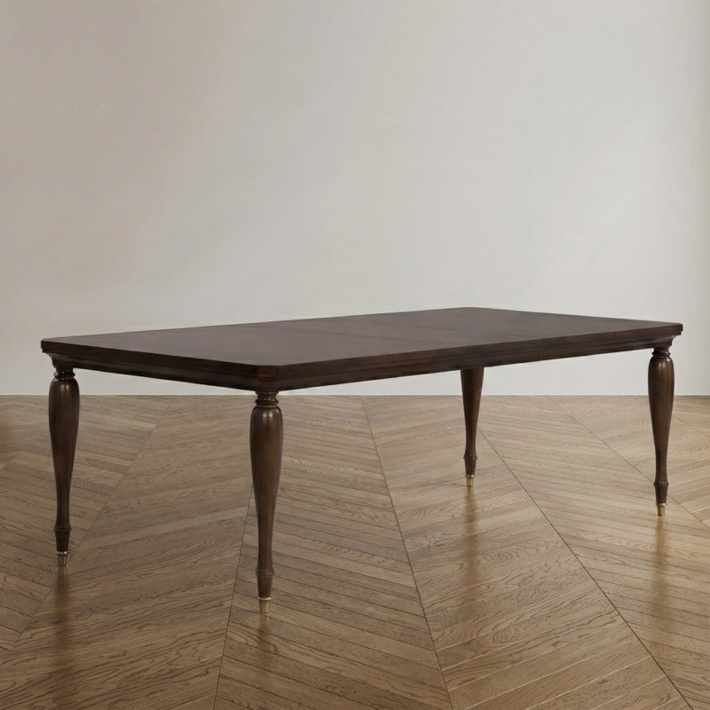 Veney Solid Wood Extendable Rectangular Dining Table With 18" Leaf