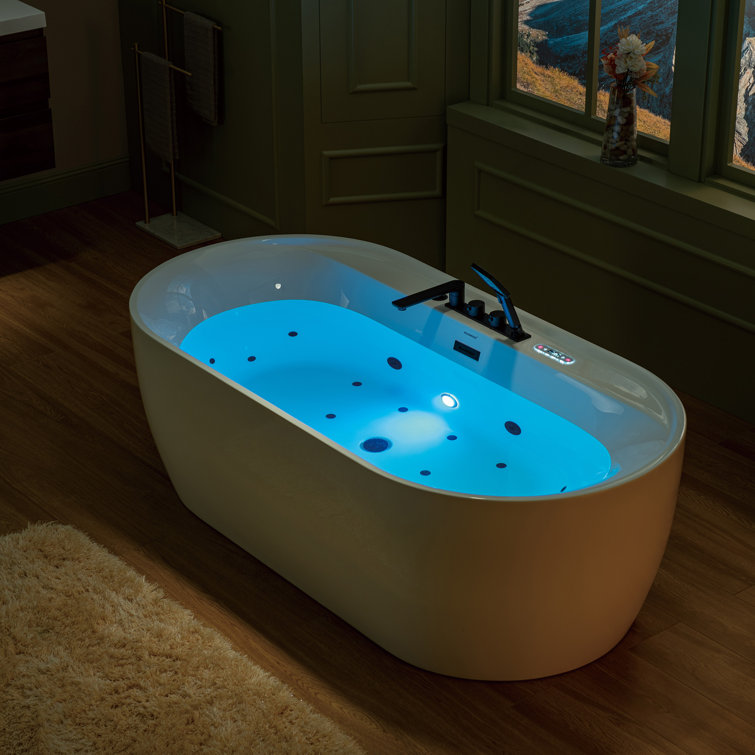 72" x 35.4" Whirlpool and Air Bath Heated Soaking Combination Tub with Tub Filler