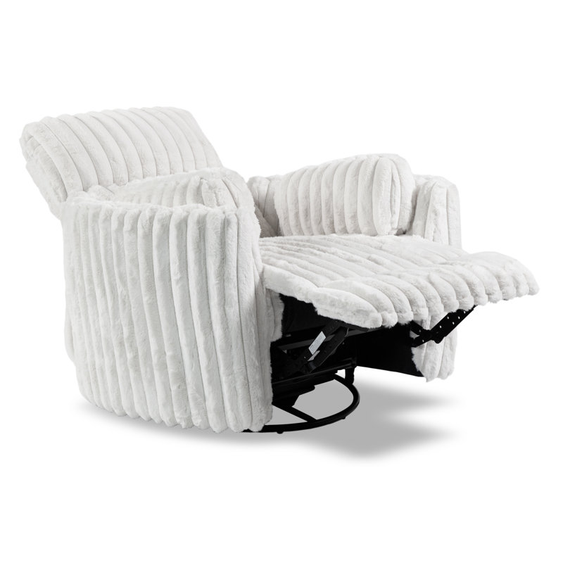 Spinelli Chenille Power Swivel Glider Recliner, White