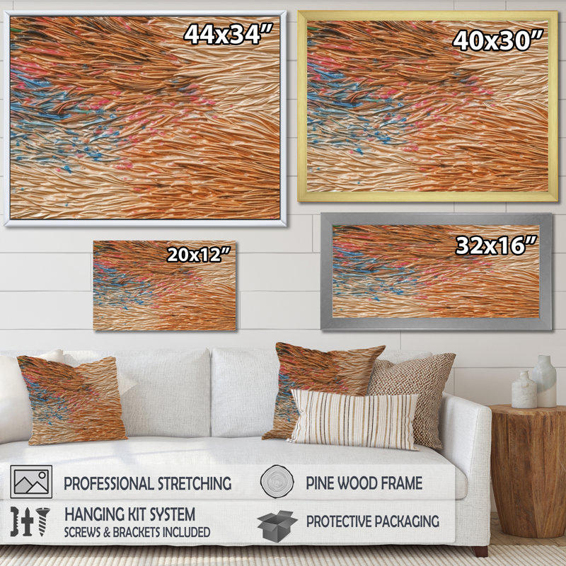 «Terracotta Bliss Texture Abstract», reproduction d'art sur toile, H 12 po x l 20 po x P 1 po, Cadre flottant blanc