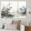 Asian Art Sumi Bird Serenity X III - Ensemble de salon mural asiatique