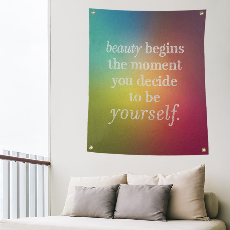 Tapisserie citation en polyester true, H 36 po x l 26 po, Arc-en-ciel