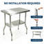 Table de travail pliante 48 po en acier inoxydable, table de préparation commerciale pour cuisine avec pieds réglables-1492011643