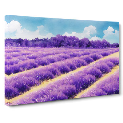 Watercolour Lavender Field Vol.2 - Wrapped Canvas Print