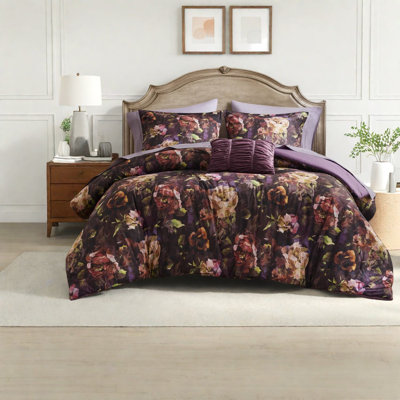 Ensemble de literie luxueux en velours 4 pièces, très grand, motif floral pour les chambres romantiques