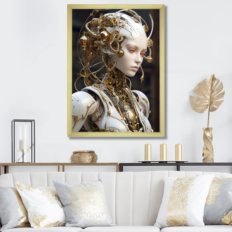 «Femelle robotique adversaire II», reproduction sur toile, H 40 po x l 30 po x P 1,5 po, Cadre doré à une seule photo