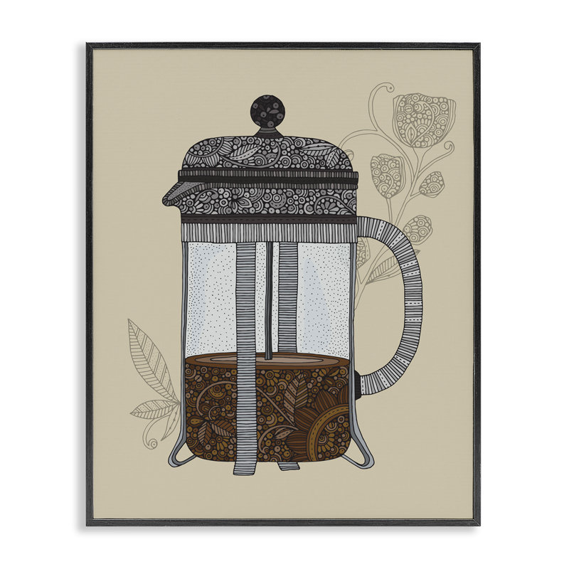 «French Press Coffee Art» par Valentina Harper, Giclée encadrée noir minuit, H 14 po x l 11 po