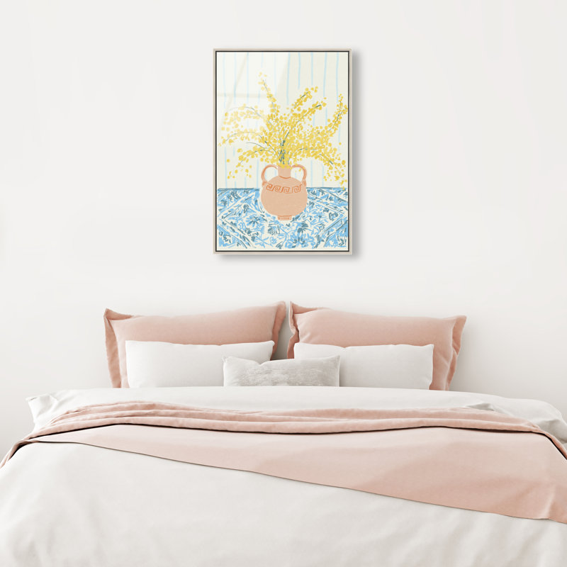 Sunny Flower Vase Print by Oliver Gal, 25"H x 17"W, Silver Floater Frame