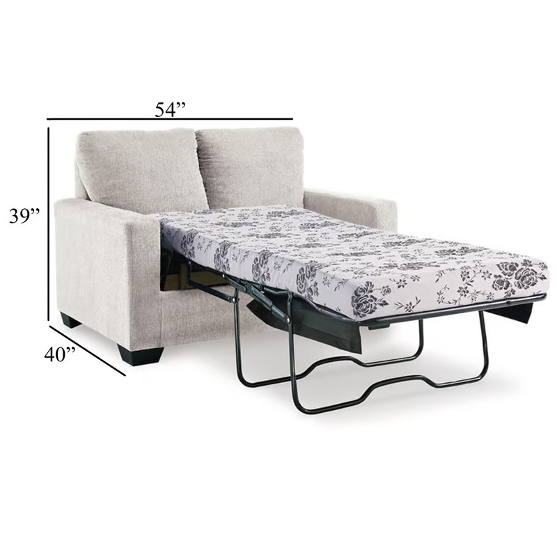 Clorene Upholstered Sleeper Sofa, Snow White, 39" H x 54" W x 40" D