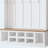 Hall Tree MDF Entryway Shoe Cabinet Storage Bench with 13 Compartments, Coat Rack with 6 Hooks, Farmhouse Wooden Style Organizer-1809038115