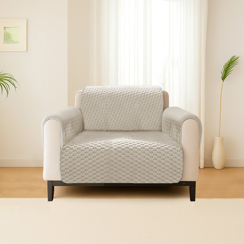 Luxury Chunky Popcorn Thermal Sofa Protector, Beige, 1 Seater