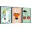 Animaux en aluminium encadré, ensemble de 3 reproductions encadrées en aluminium sur toile dorée
