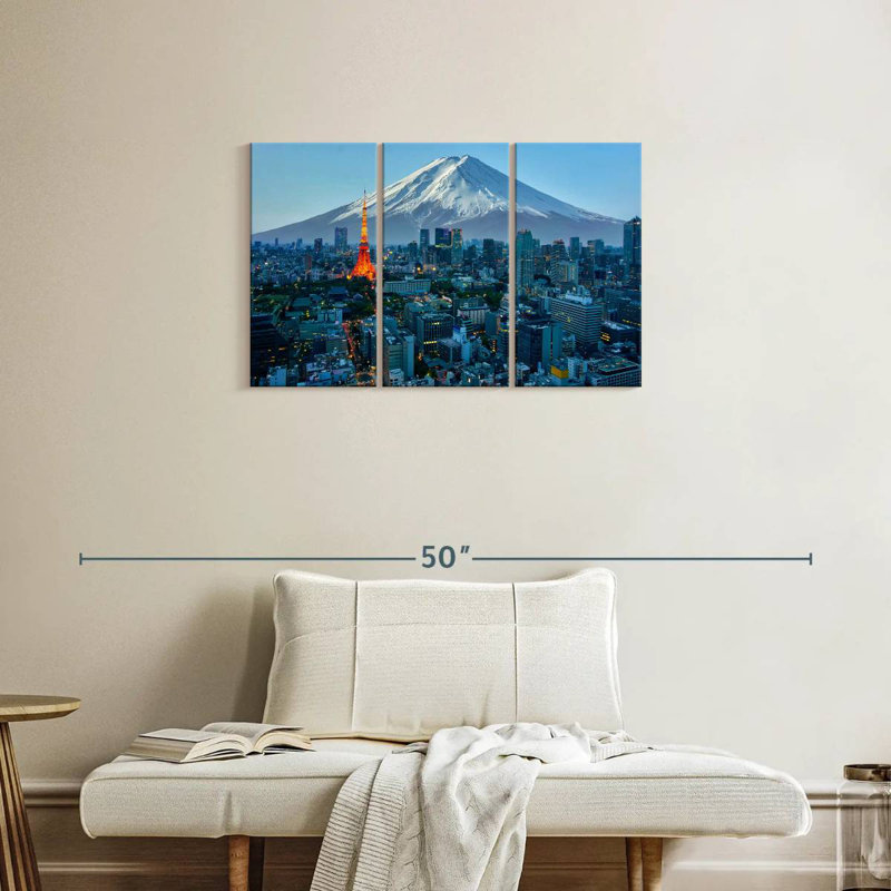Mont Sirci, mont Fuji, paysage urbain de Tokyo, H 20 po x l 33 po