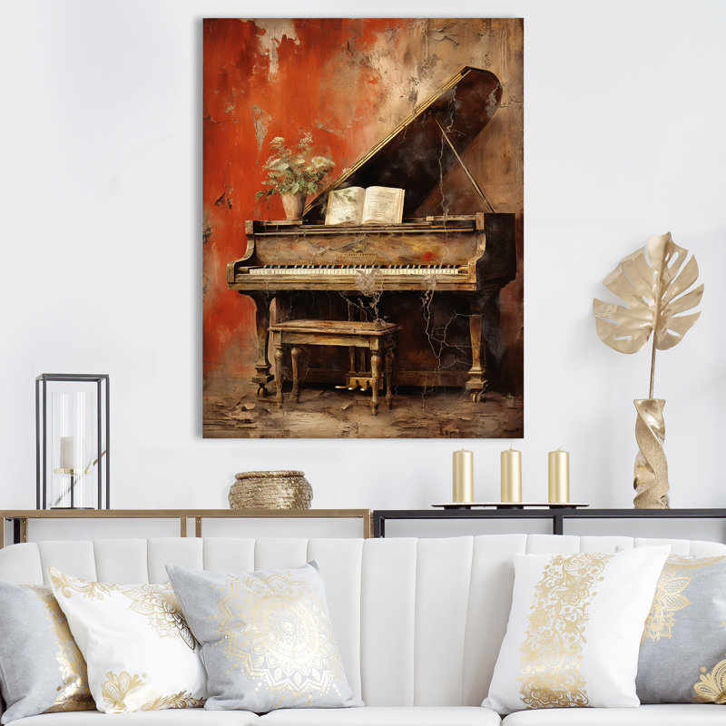 Vintage Piano Timeless Tunes III sur impression sur toile, Toile tendue, 32" H x 16" W