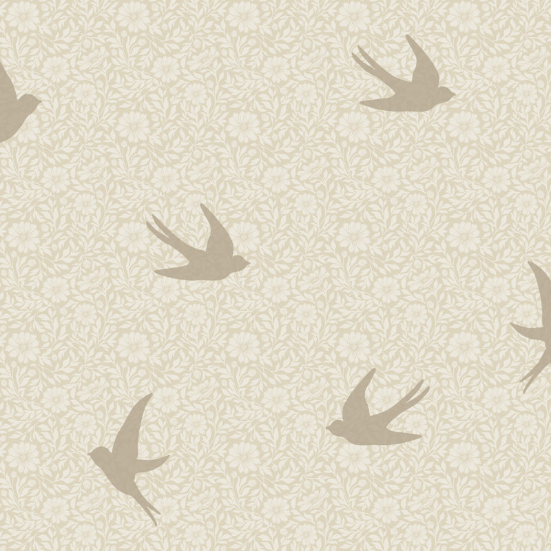 Échantillon de papier peint Sparrow Silhouettes, Beige